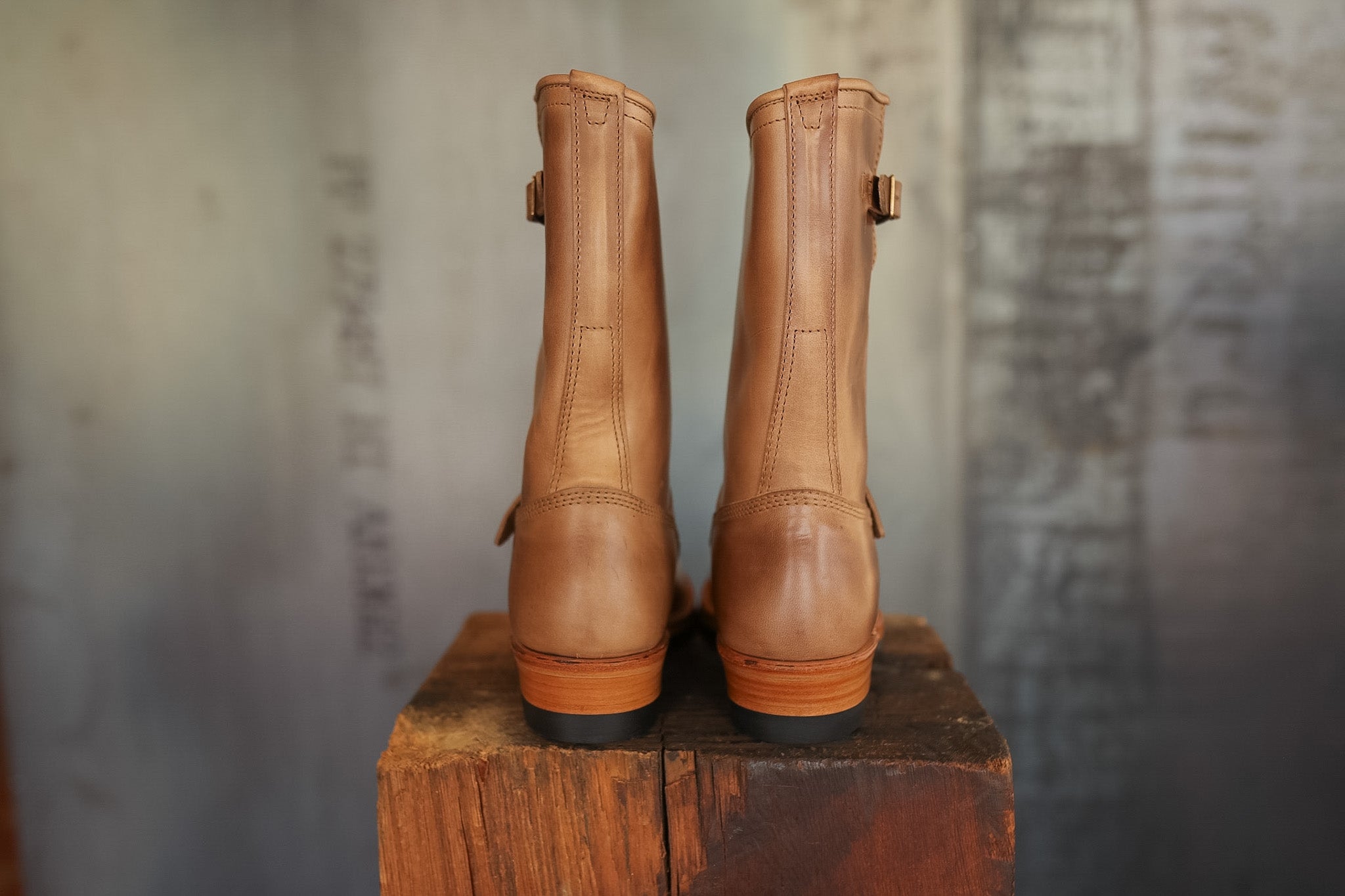 LK-003 John Lofgren Wabash Engineer Boots- Natural Horween CXL