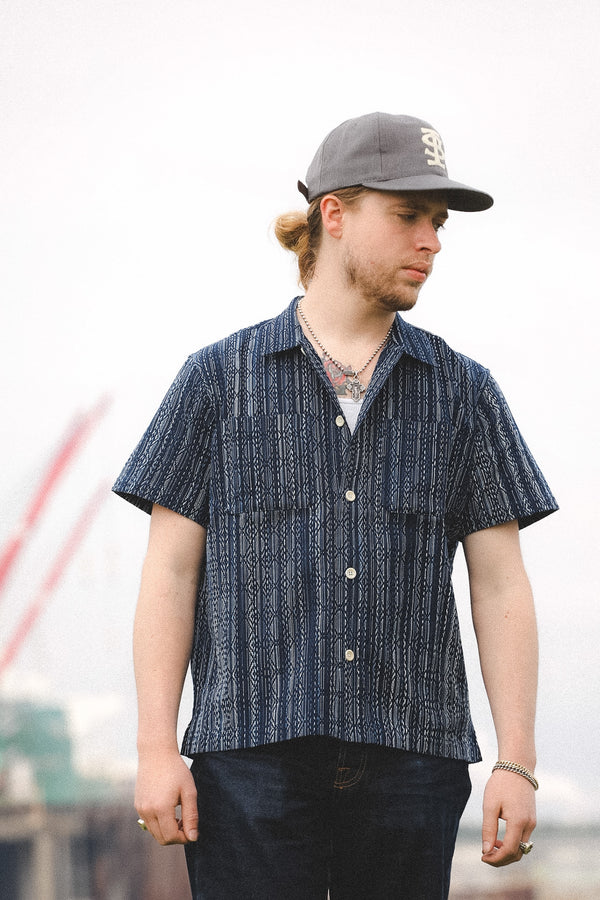 ANM Panama Shirt- Indigo Kasuri Sashiko