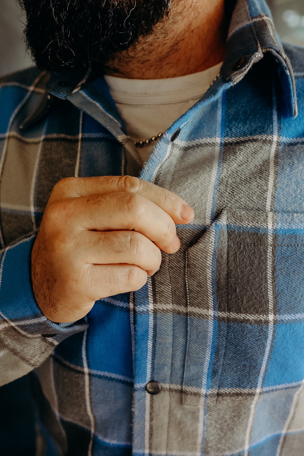 Flannel Shirt Jacket Blue Plaid