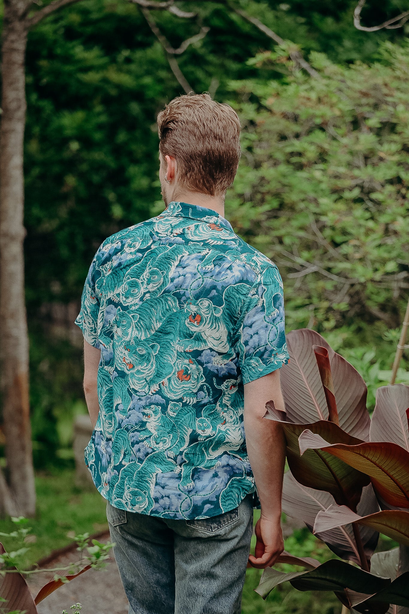 Turquoise Tiger Hawaiian Shirt