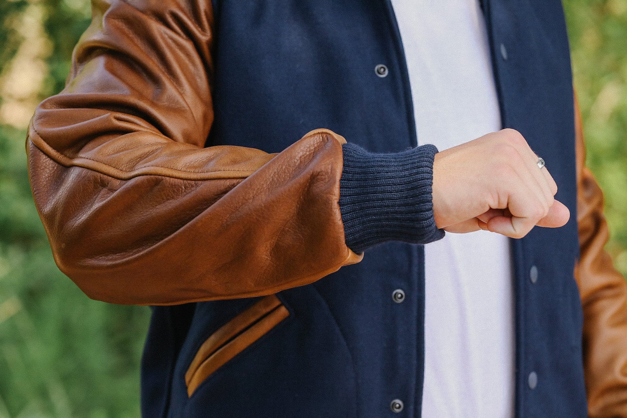 Varsity Jacket -Dark Navy/ Luggage – Iron Shop Provisions