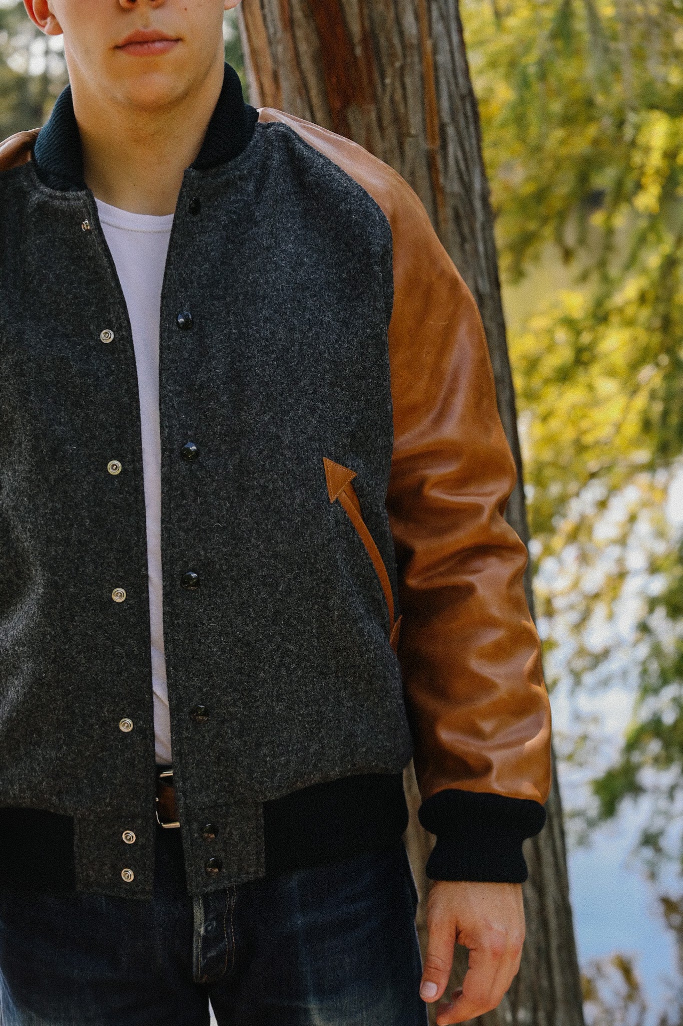Raglan Varsity Jacket- Granite/Antique Rust