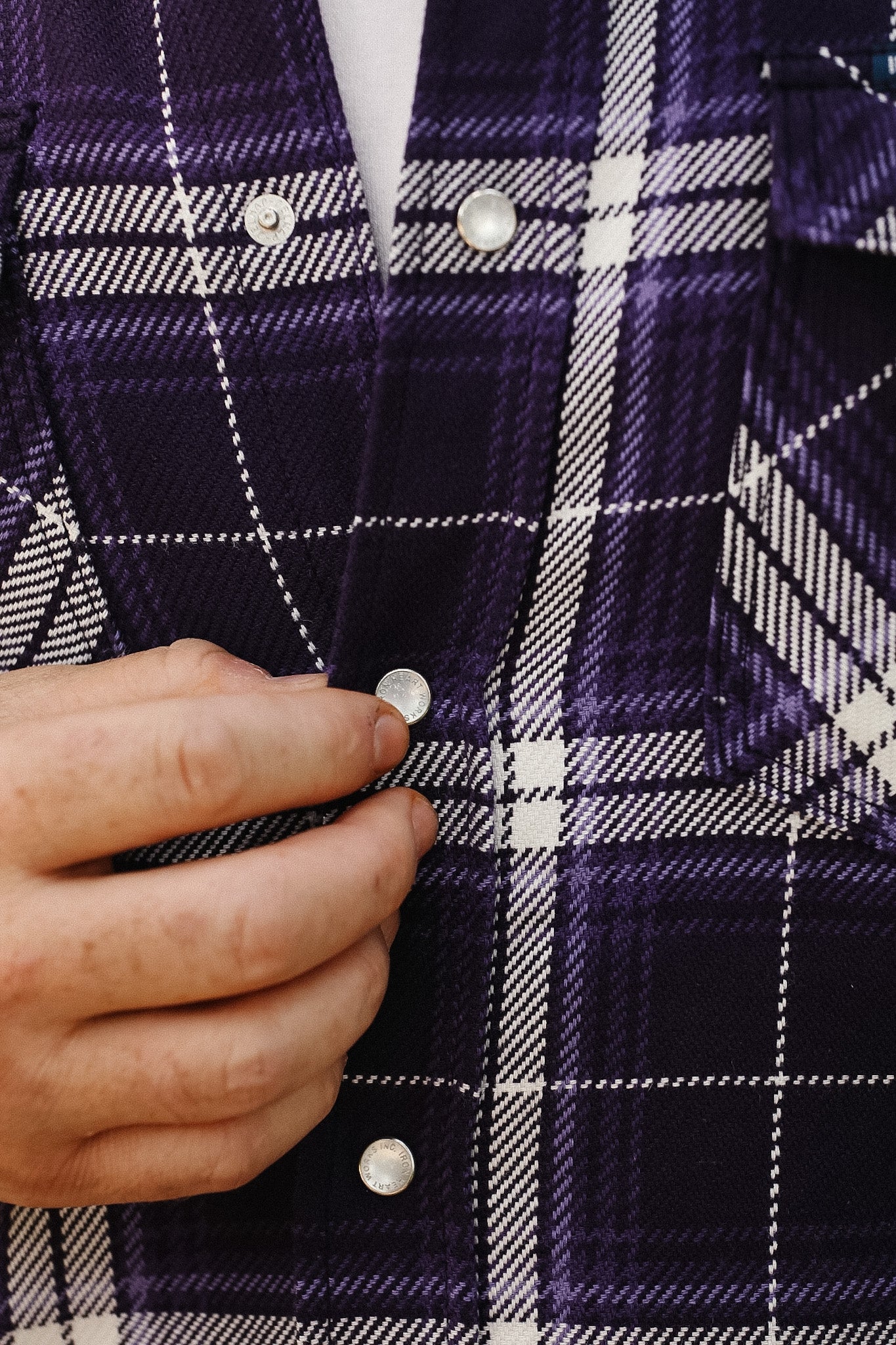 IHSH-439-PUR Iron Heart 9oz Selvedge Flannel Check Western Shirt