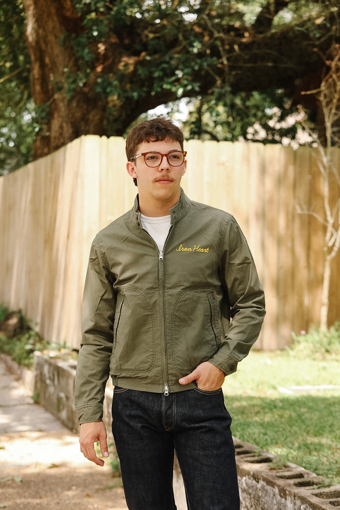 IHJ-165-ODG Iron Heart 6.2oz Serge Drizzler Jacket - Olive Drab