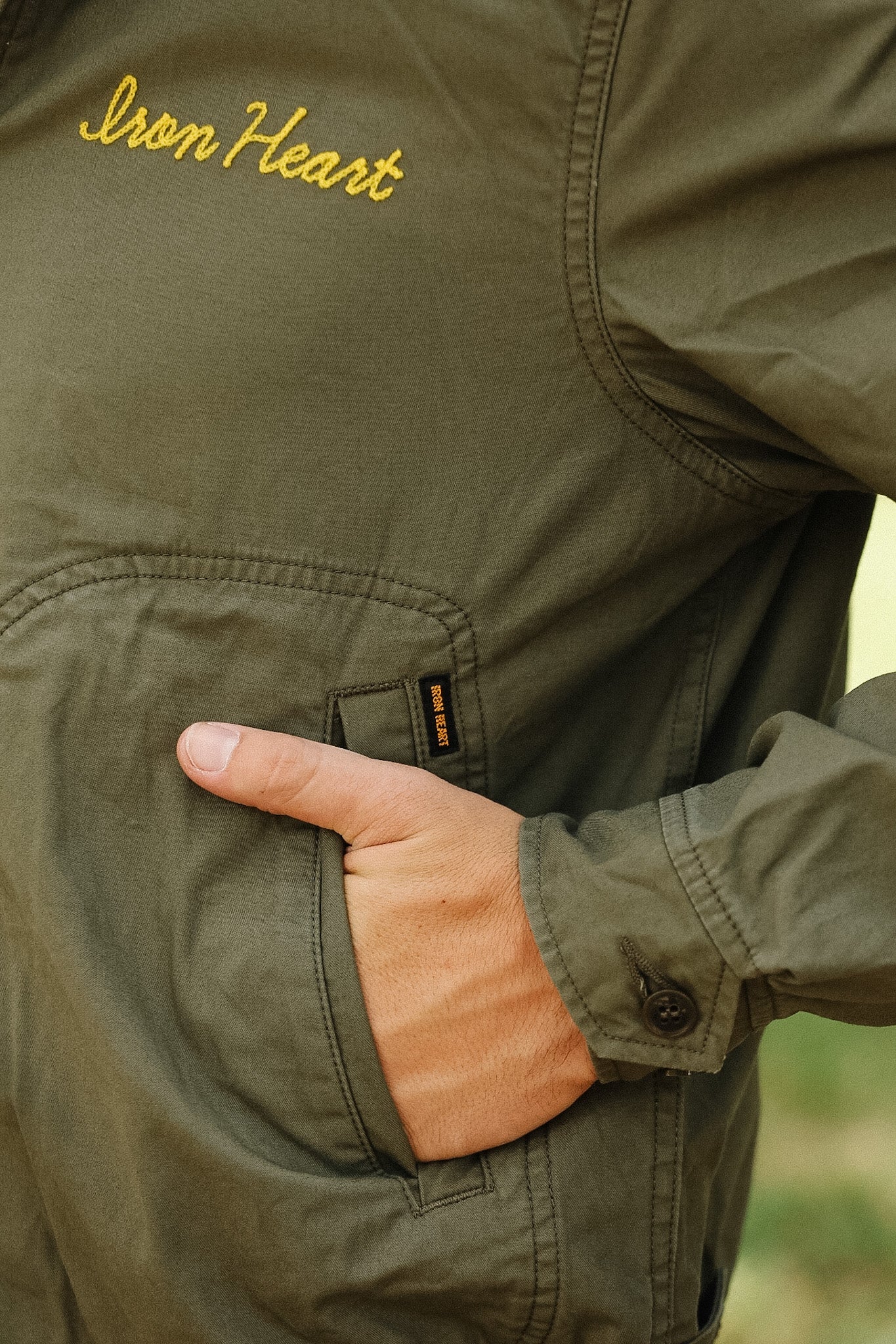 IHJ-165-ODG Iron Heart 6.2oz Serge Drizzler Jacket - Olive Drab Green