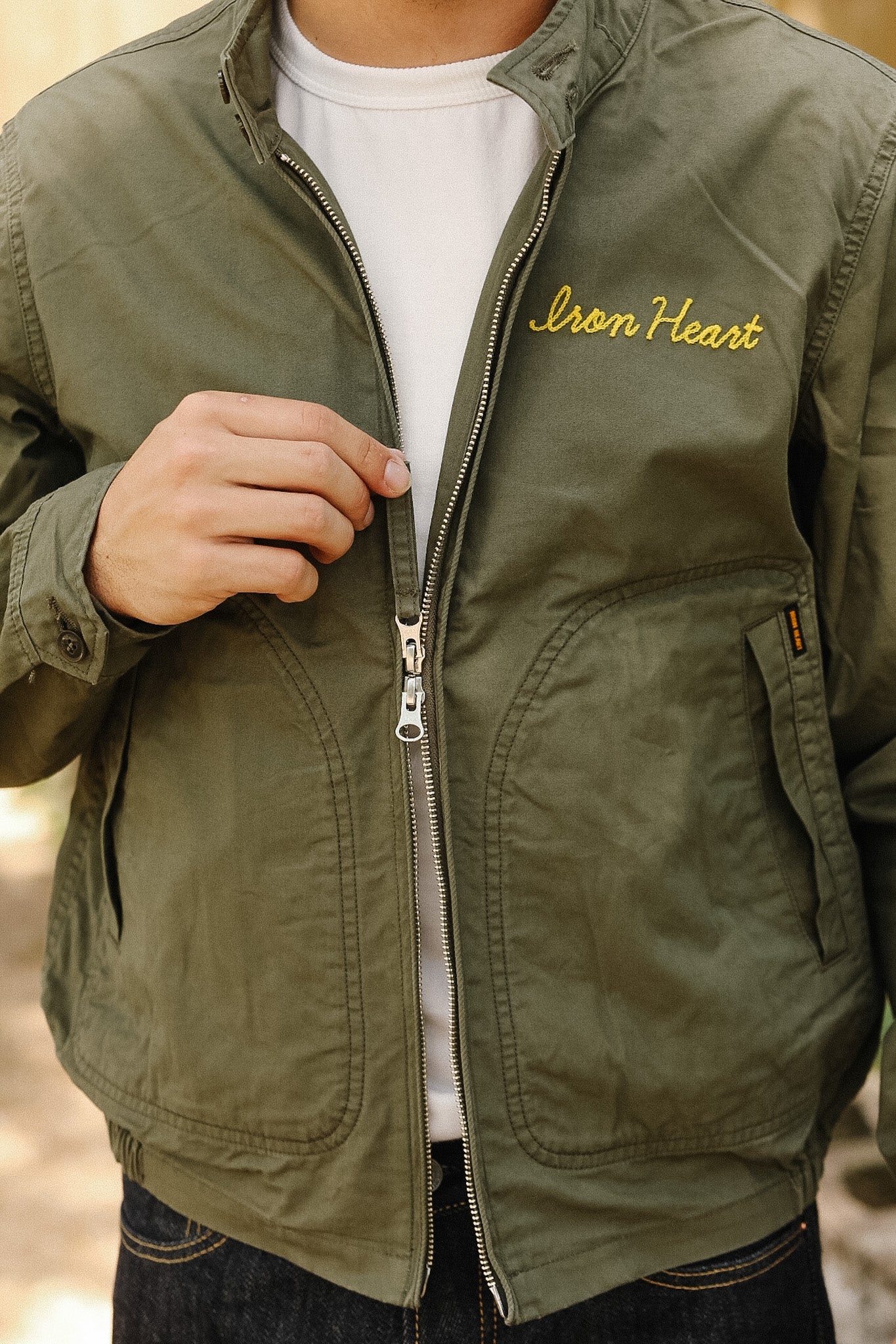 IHJ-165-ODG Iron Heart 6.2oz Serge Drizzler Jacket - Olive Drab