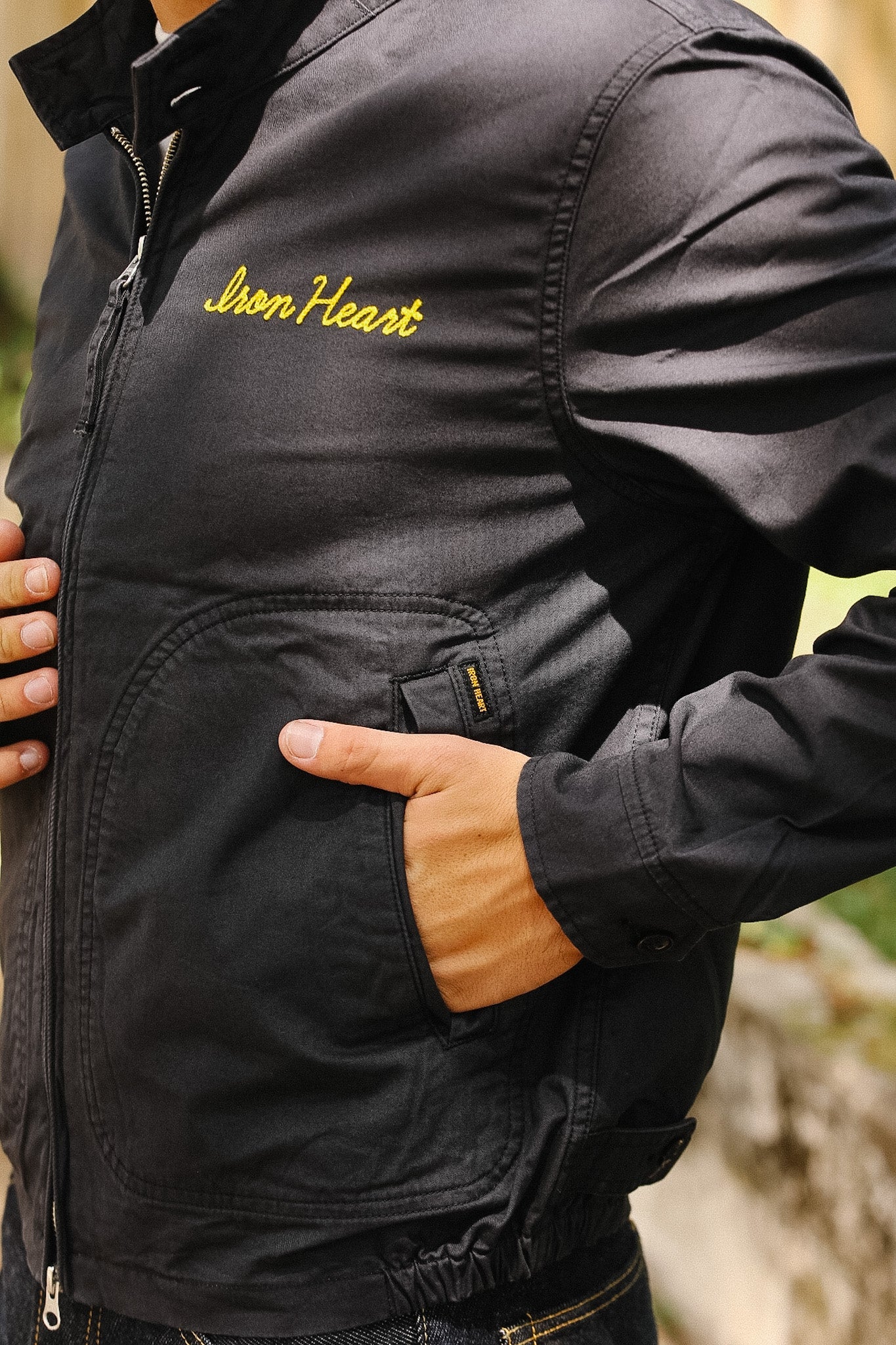 IHJ-165-BLK Iron Heart 6.2oz Serge Drizzler Jacket - Black – Iron