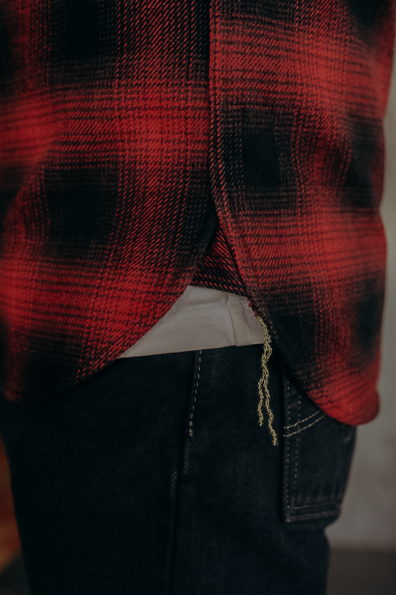 Ultra Heavy Flannel Ombré Check Work Shirt - Red/Black