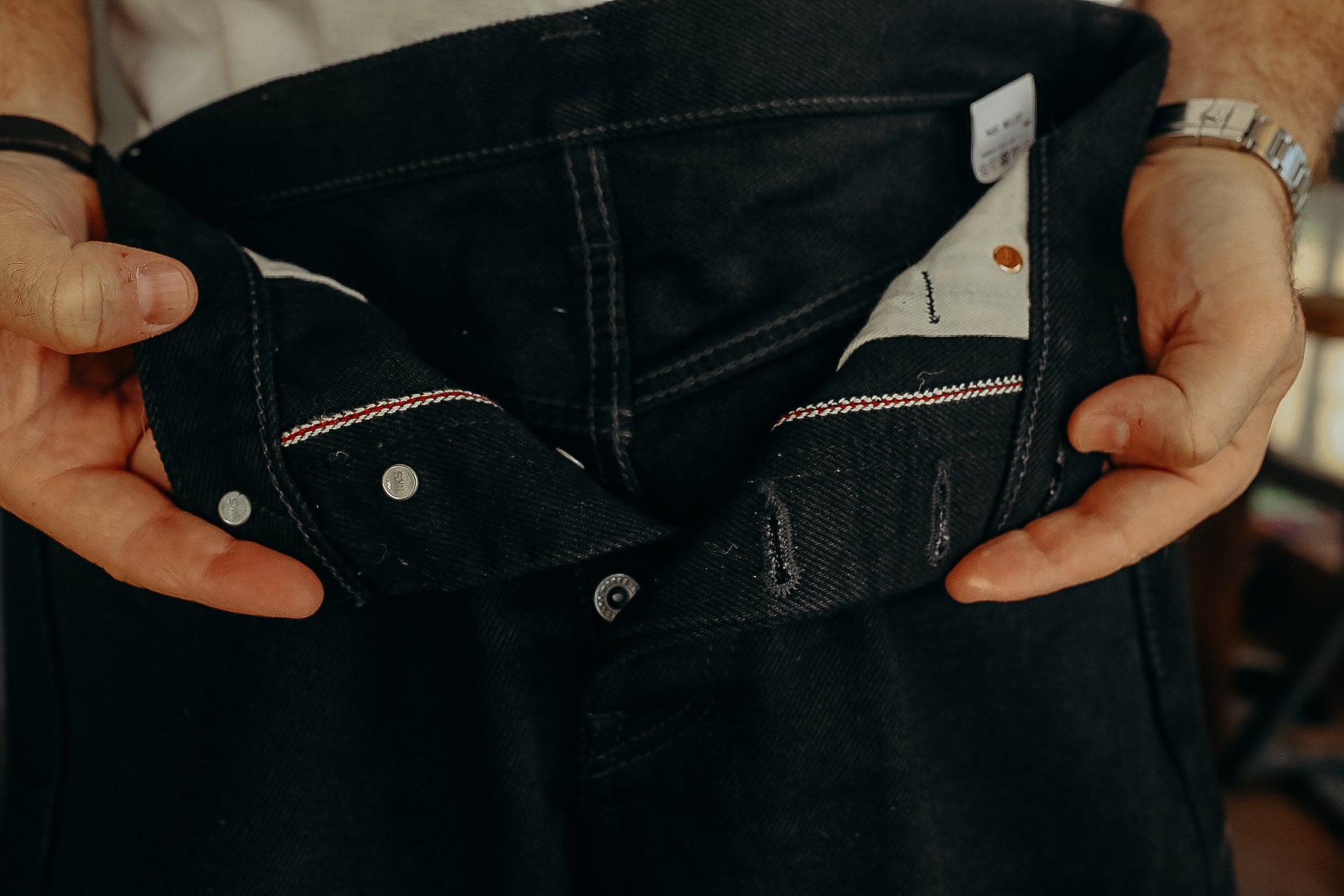 666 21oz Selvedge Denim Slim Straight Cut Jeans - Superblack (Fades To Grey)