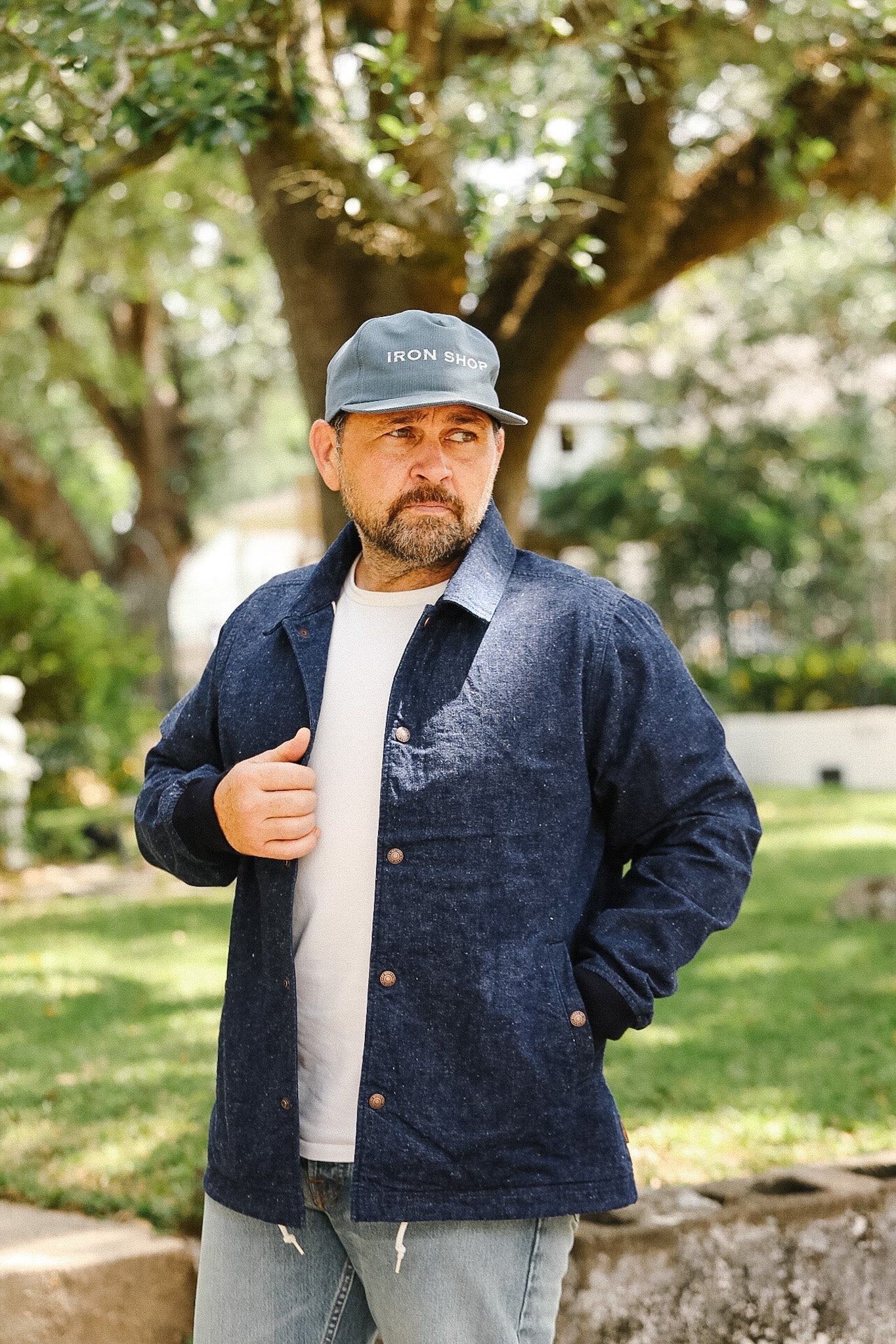 IHJ-161-IND-NP Iron Heart 10oz Neppy Selvedge Denim Coach Jacket