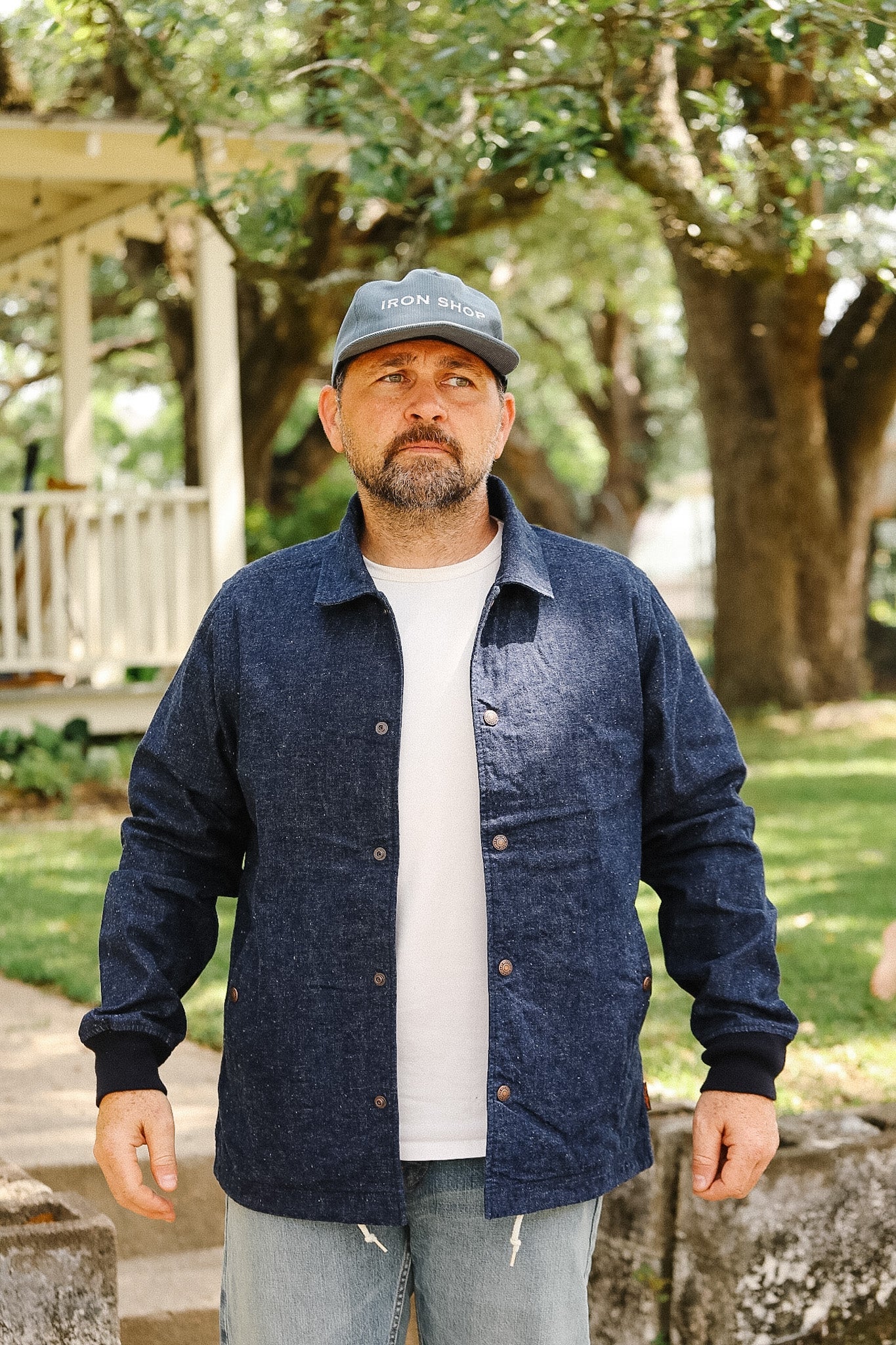 IHJ-161-IND-NP Iron Heart 10oz Neppy Selvedge Denim Coach Jacket