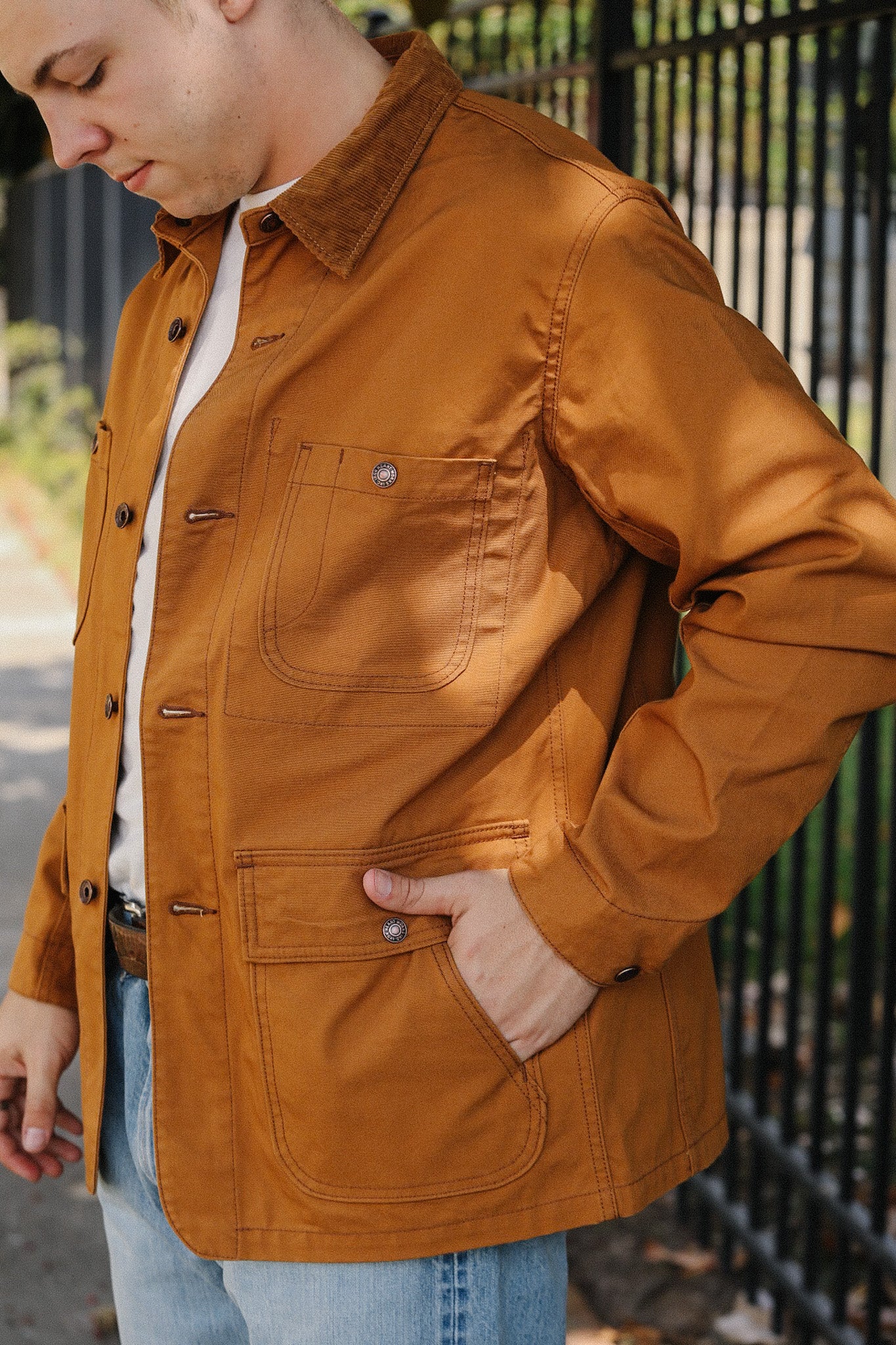 10oz Kurashikizome® Organic Cotton Duck Chore Jacket - Brown IHJ-148-BRN