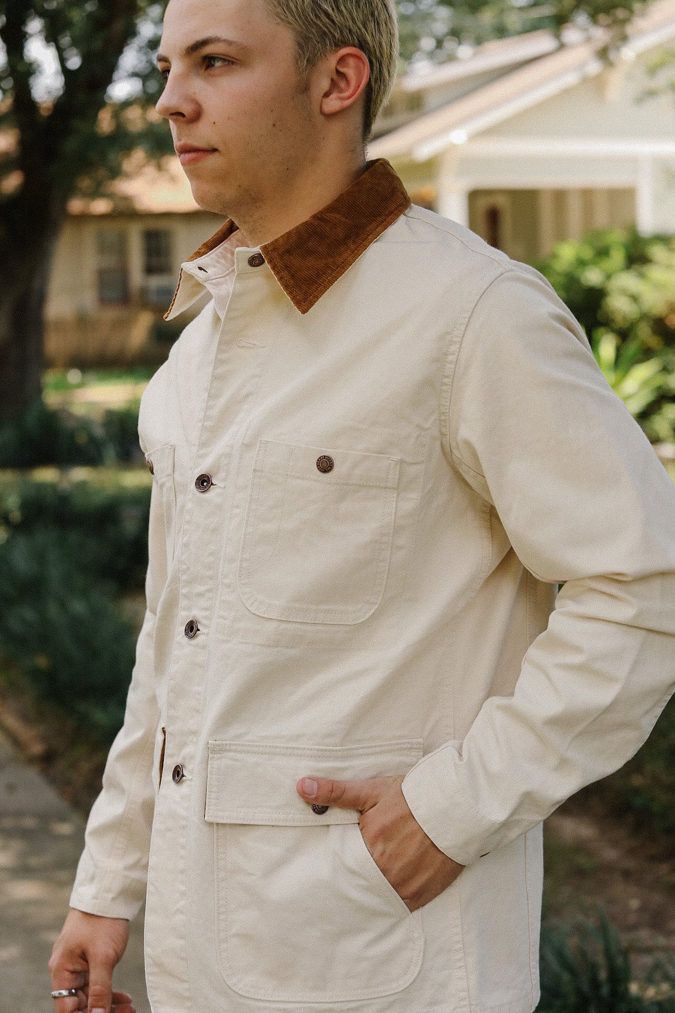 10oz Kurashikizome® Organic Cotton Duck Chore Jacket - Ivory IHJ-148-IVO