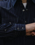 8.5oz Herringbone Stripe Western Shirt - Indigo IHSH-424-IND