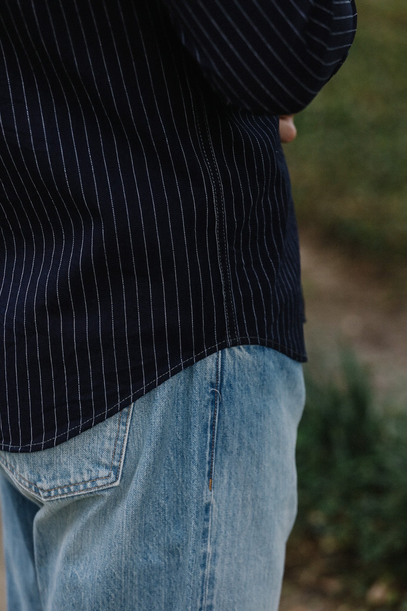 8.5oz Herringbone Stripe Western Shirt - Indigo IHSH-424-IND