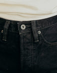 14oz 555 Broken Twill Selvedge Denim Super Slim Cut Jeans - Indigo Overdyed Black