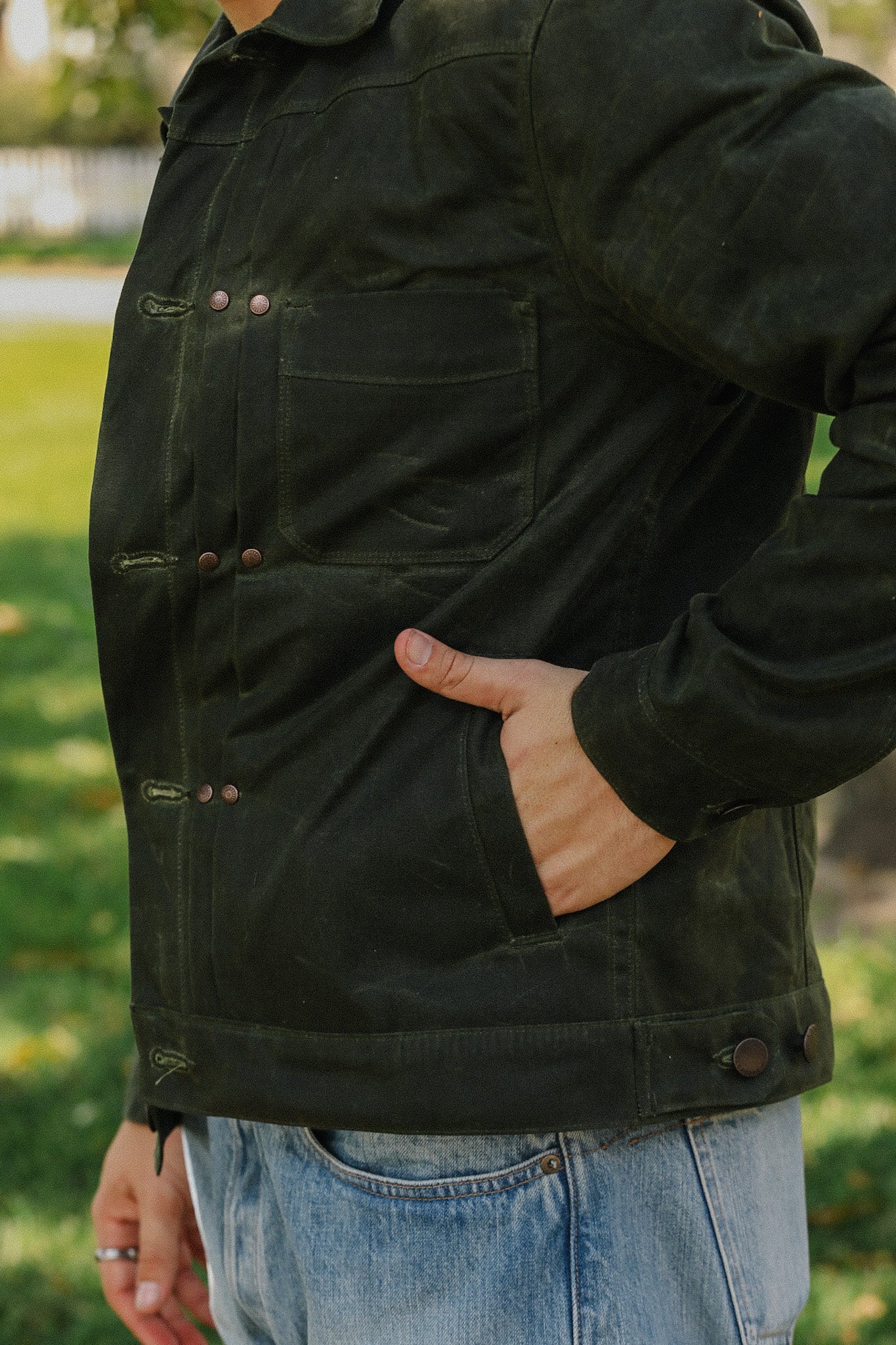 RJ-1 Riders Jacket Waxed Canvas -Olive – Iron Shop Provisions
