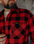 Ultra Heavy Flannel Buffalo Check Work Shirt - Red/Black