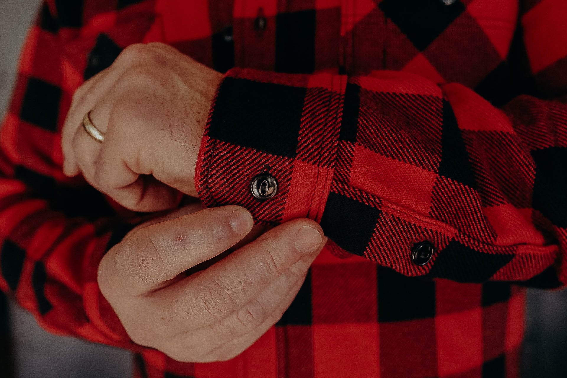Ultra Heavy Flannel Buffalo Check Work Shirt - Red/Black