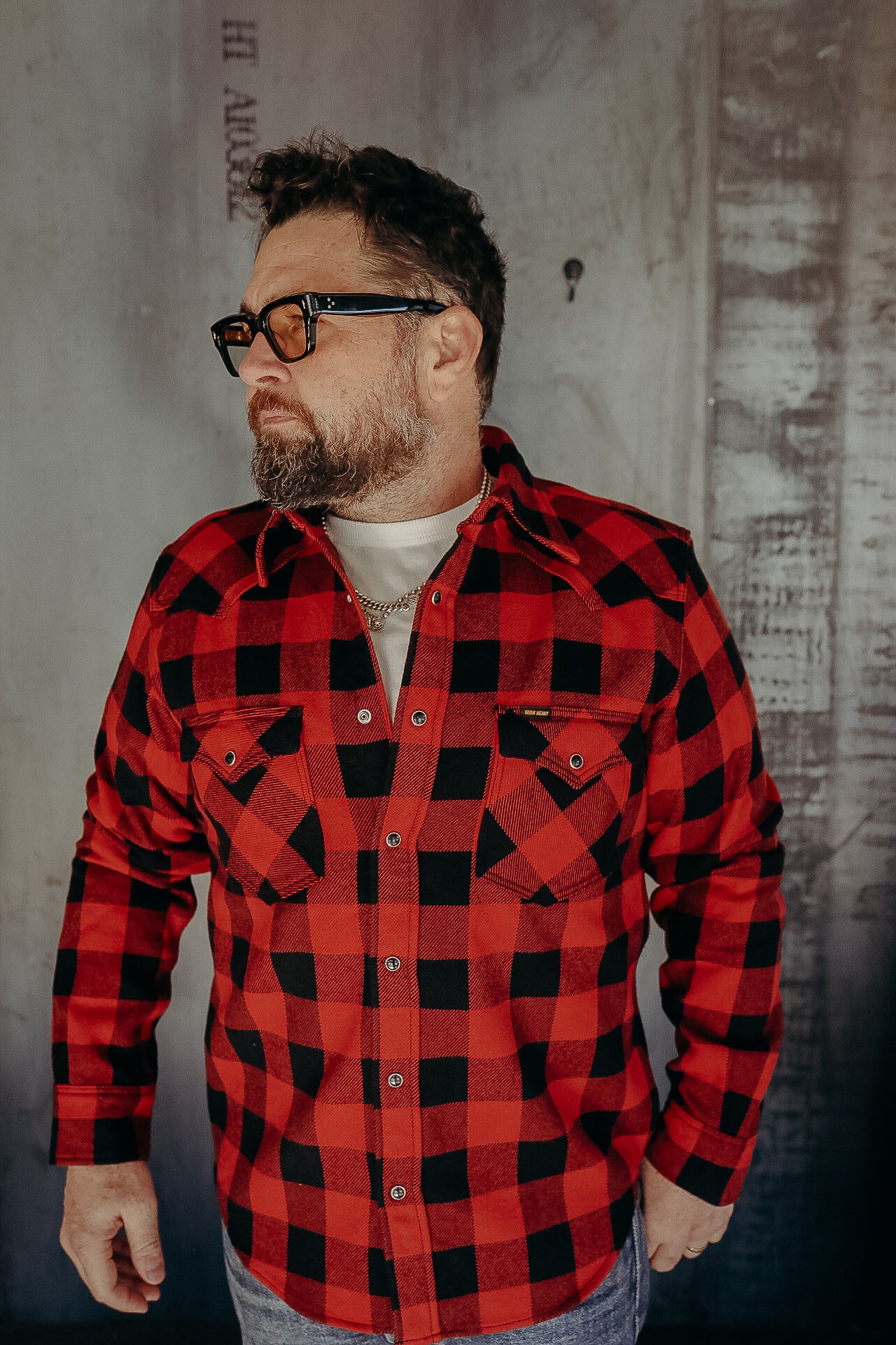 Ultra Heavy Flannel Buffalo Check Work Shirt - Red/Black