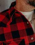 Ultra Heavy Flannel Buffalo Check Western Shirt - Red/Black