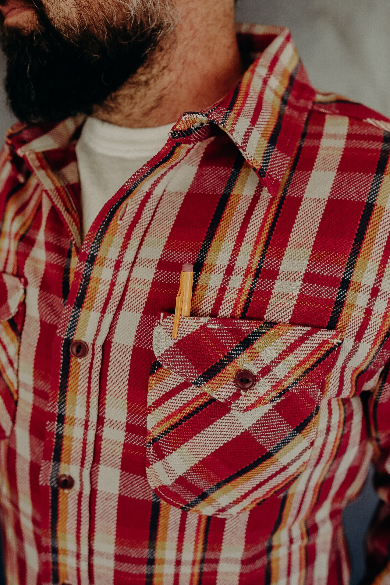 Heavy Flannel Shirt - Rose and Yellow