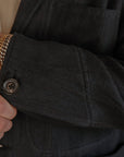 L/S Study Jacket Handwoven Military Herringbone - Iron/Indigo