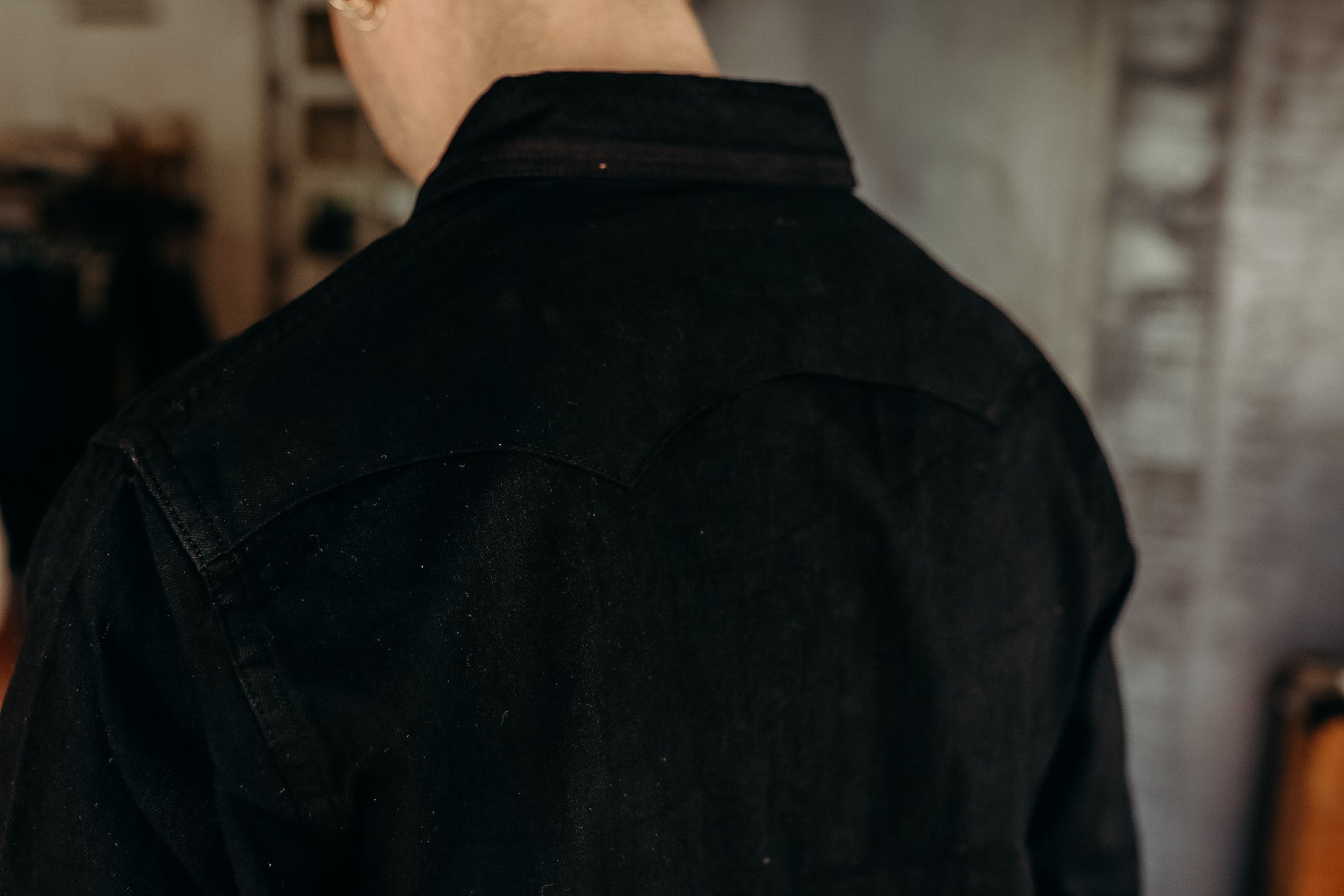 Kyoto black crest dyed western shirt