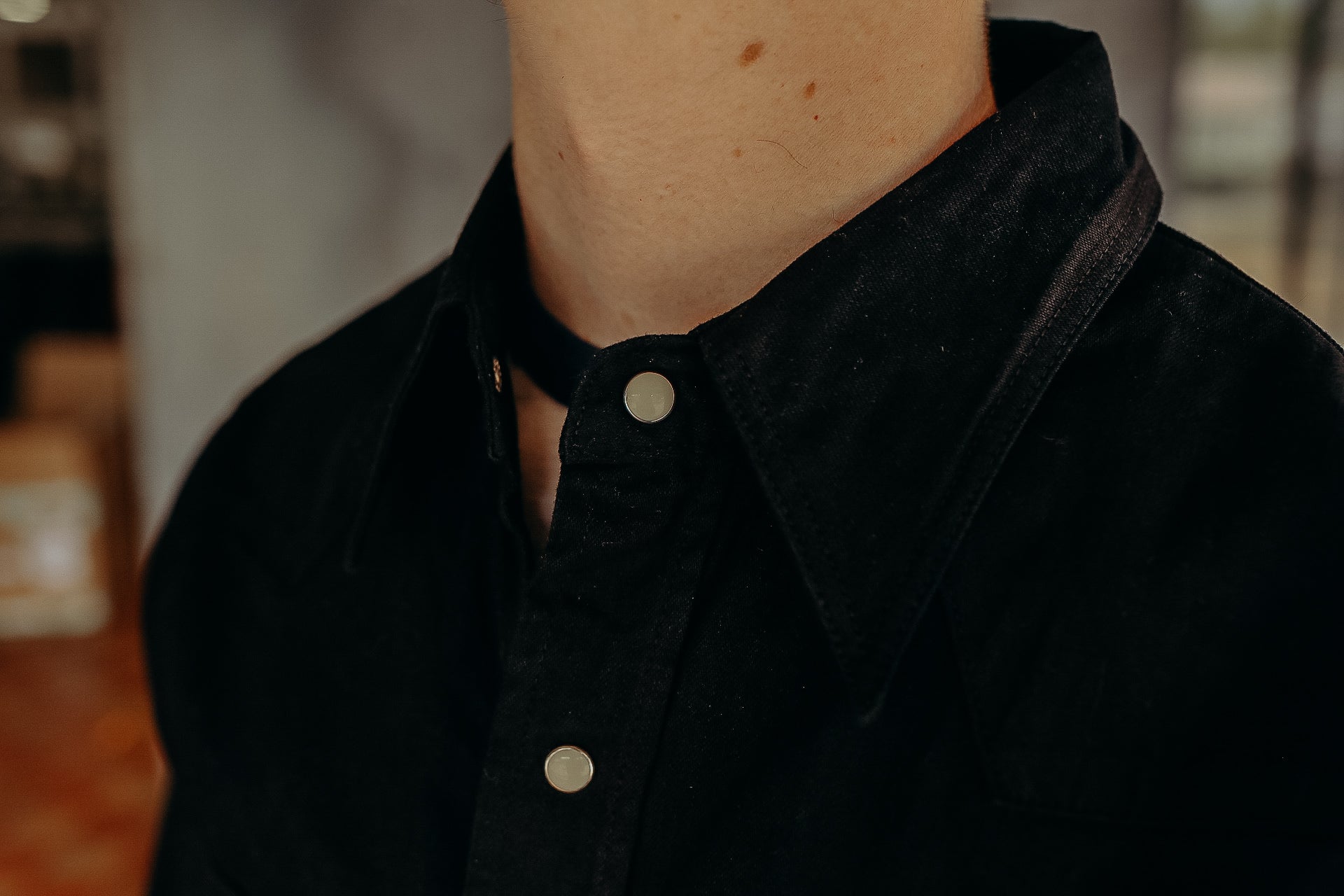 Kyoto black crest dyed western shirt
