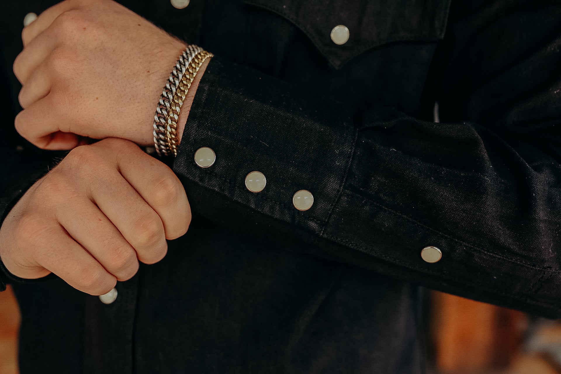 Kyoto black crest dyed western shirt