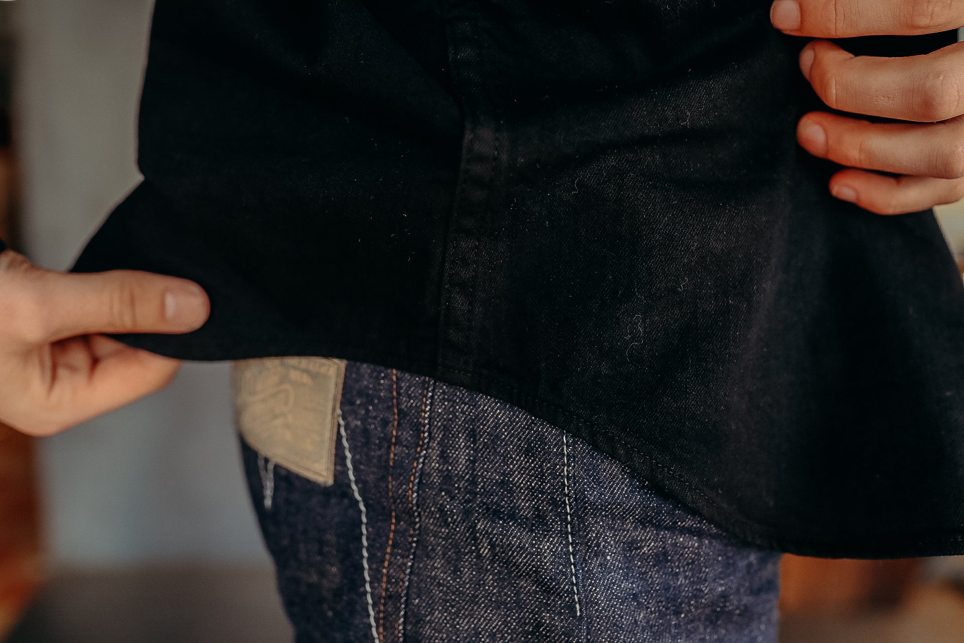 Kyoto black crest dyed western shirt