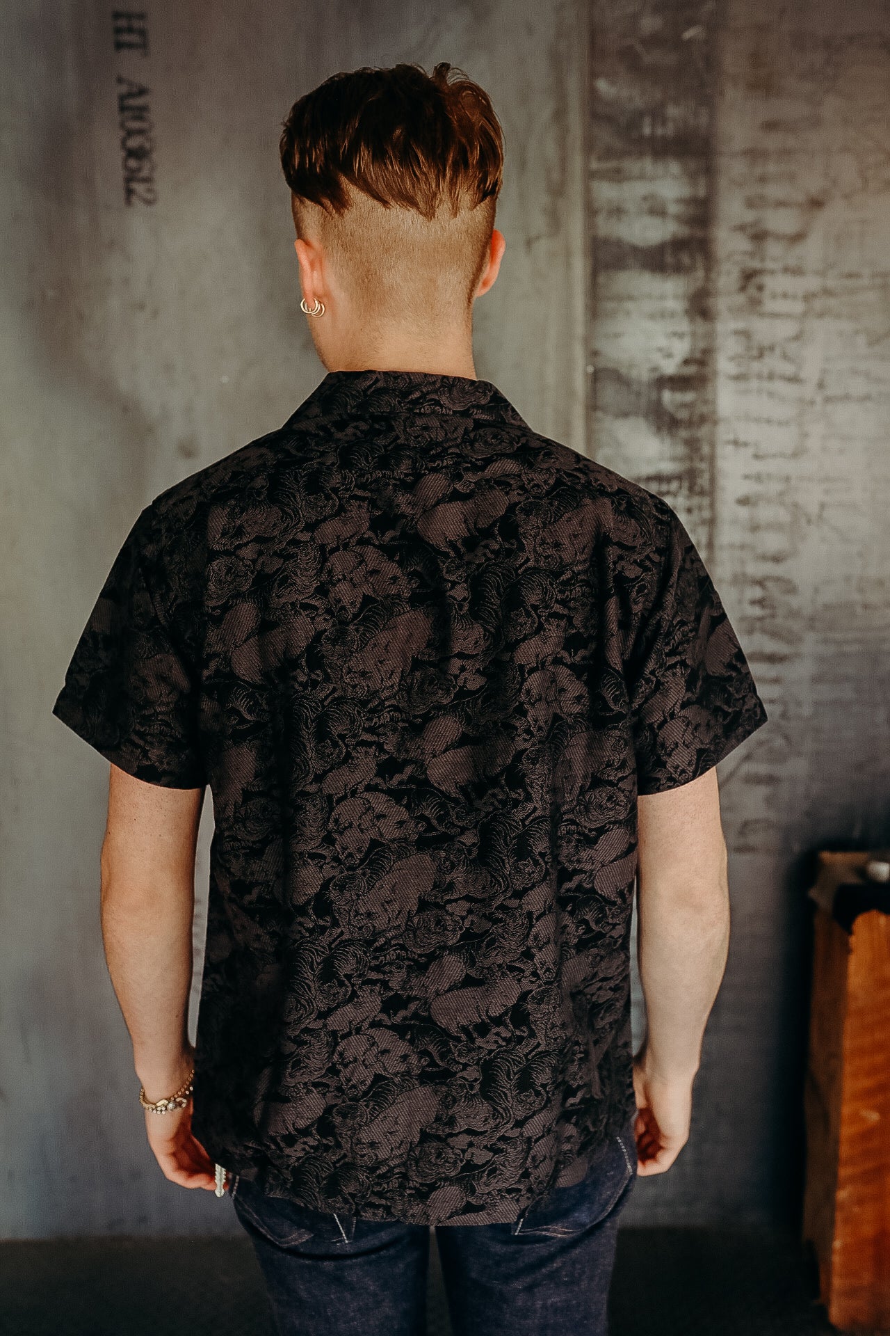100 Pigs &quot;Kurozome&quot; Jacquard Aloha Shirt - Black