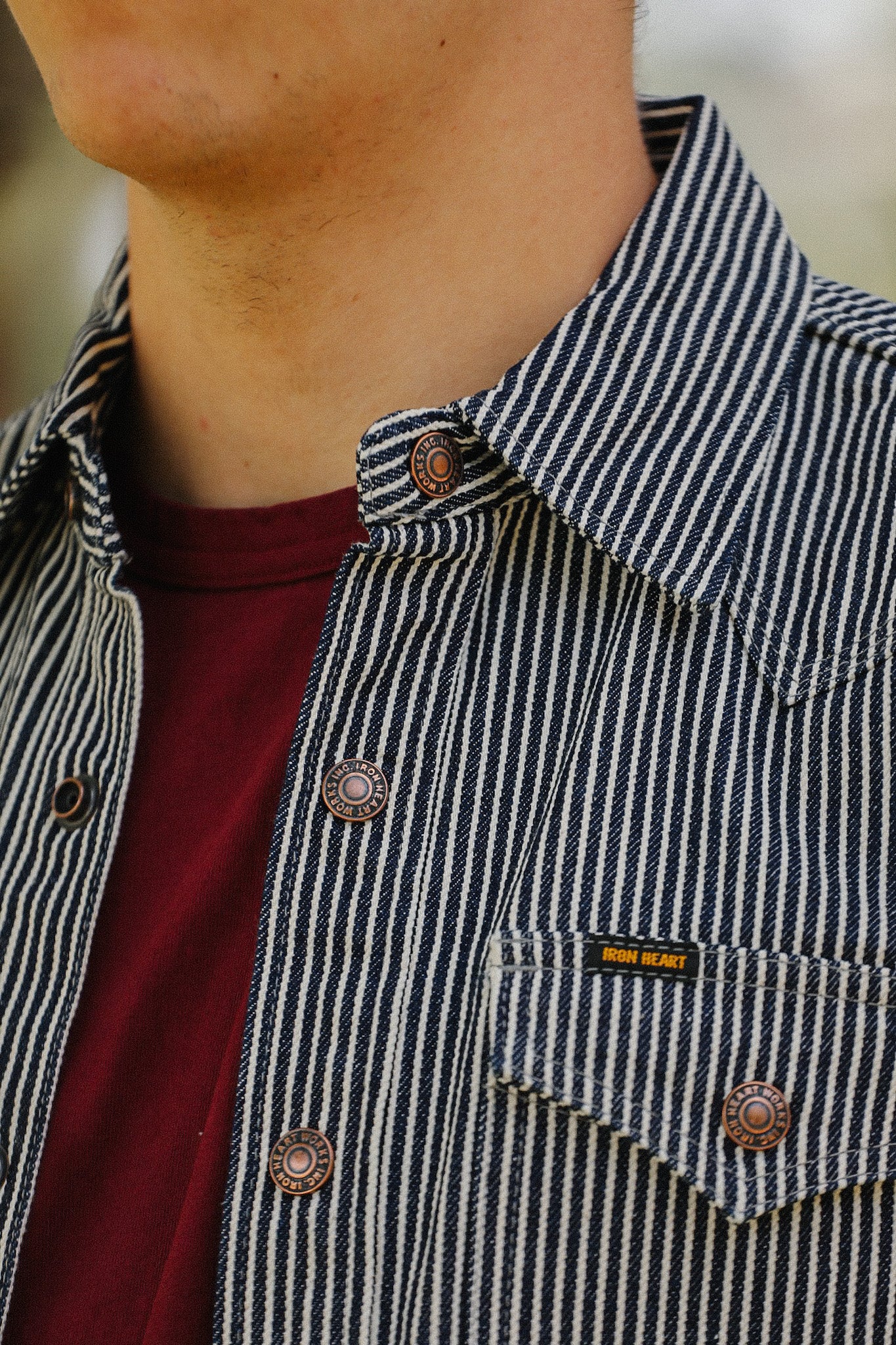 12oz Hickory Stripe CPO Shirt - Indigo IHSH-421-IND
