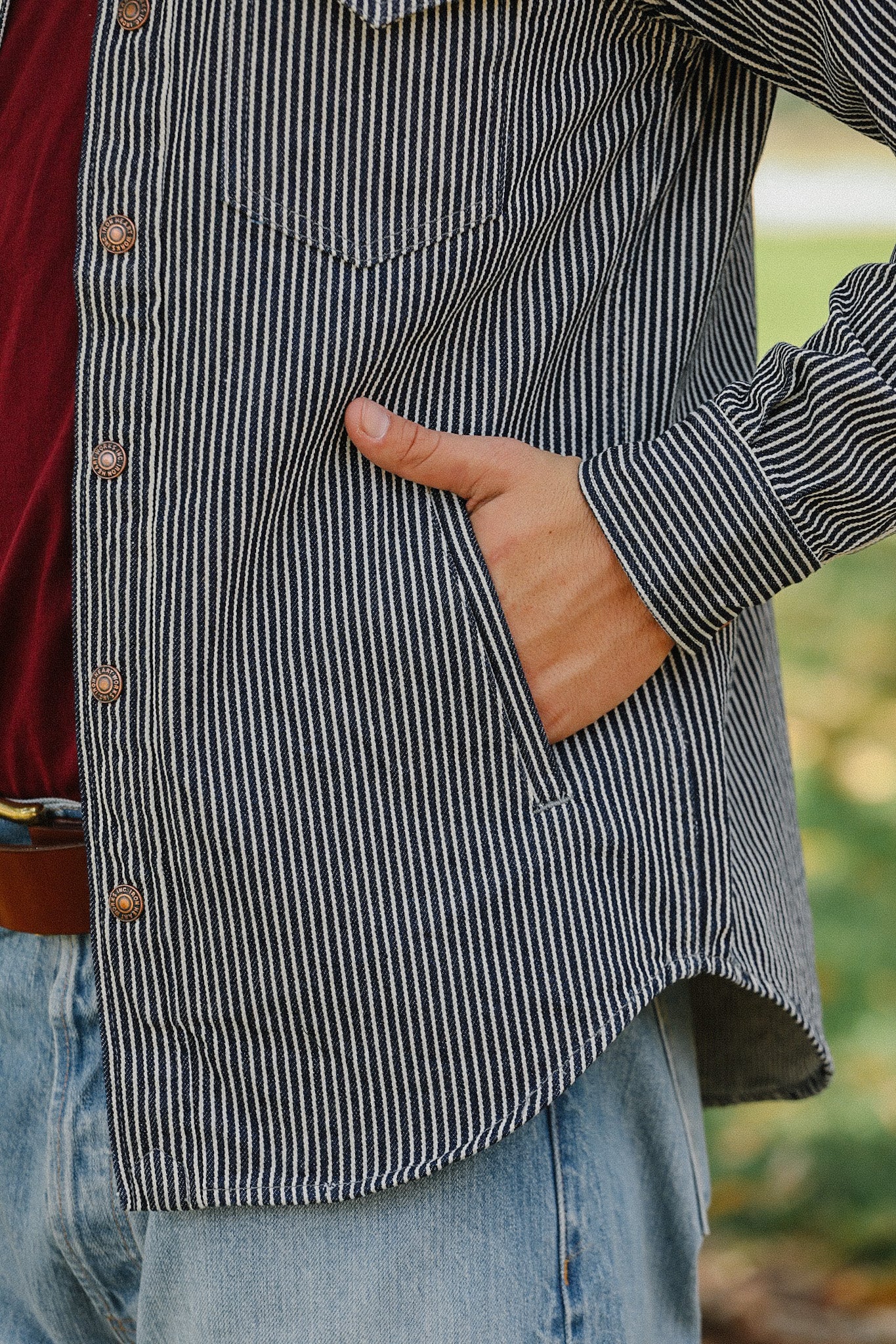 12oz Hickory Stripe CPO Shirt - Indigo IHSH-421-IND