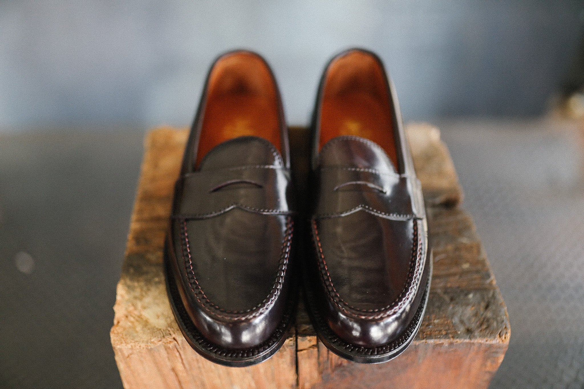 986 Leisure Hand sewn Penny Loafer-Color 8 Burgundy Shell Cordovan
