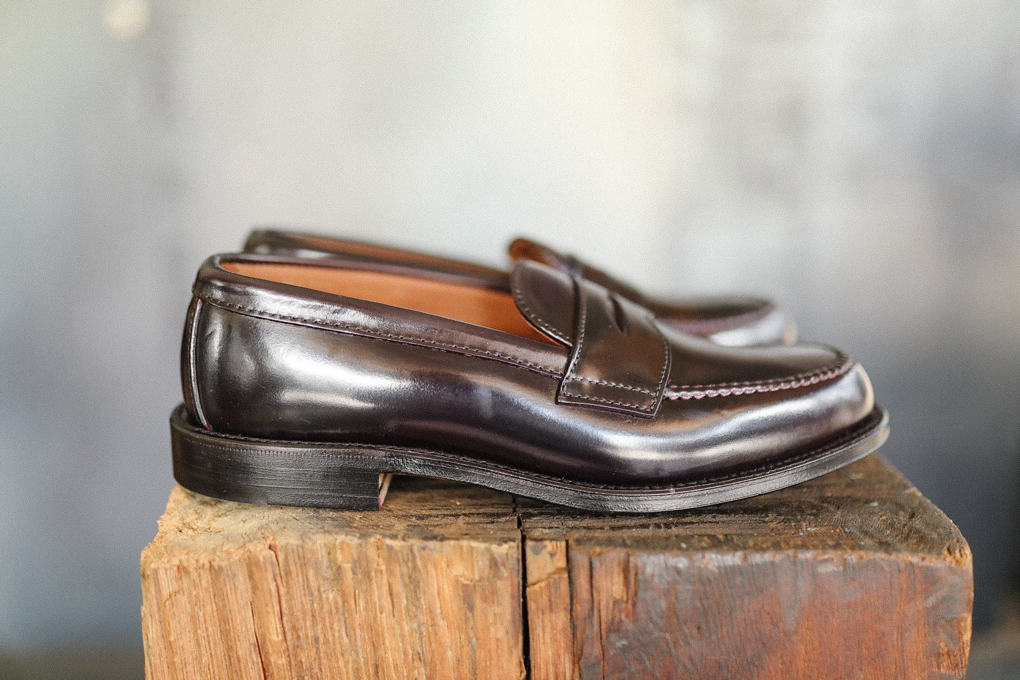986 Leisure Hand sewn Penny Loafer-Color 8 Burgundy Shell Cordovan