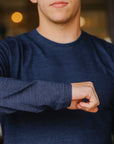 Indigo Jersey Crew Neck Long Sleeved T-shirt- Dark Indigo (LS-5011-D)