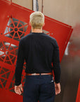 Indigo Jersey Crew Neck Long Sleeved T-shirt-Black Indigo (LS-5011-IDBK)
