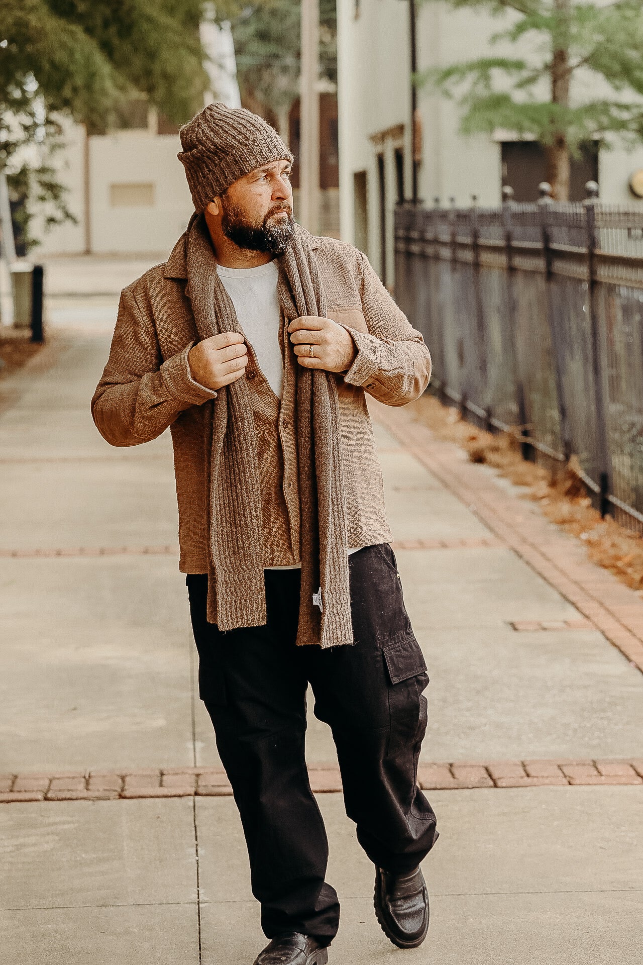 Alpaca Rib Scarf- Oak