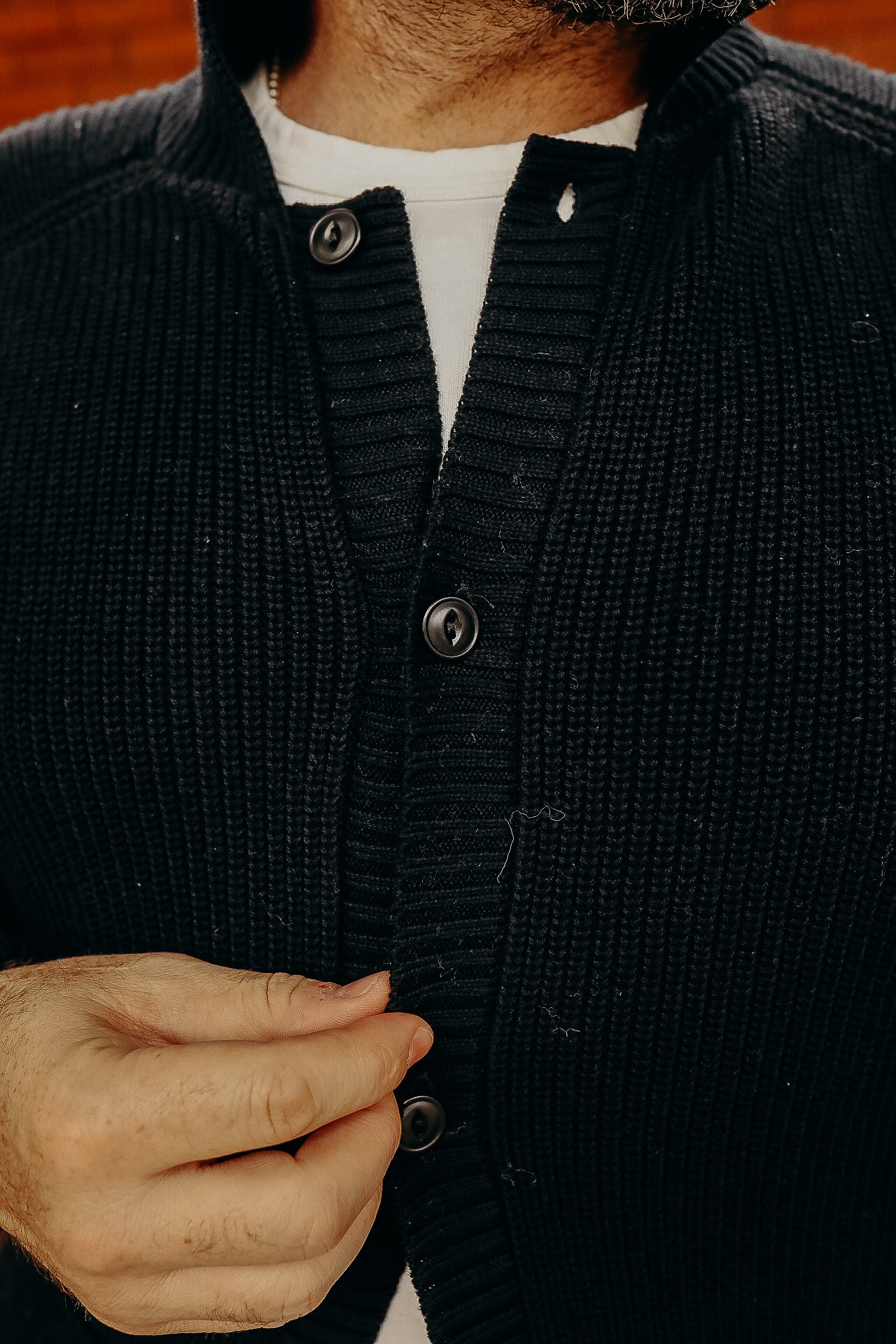 Cotton Collared Cardigan Black