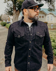 18oz Vintage Selvedge Denim CPO Shirt - Indigo Overdyed Black IHSH-293-OD