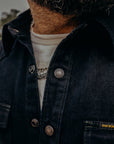 18oz Vintage Selvedge Denim CPO Shirt - Indigo Overdyed Black IHSH-293-OD
