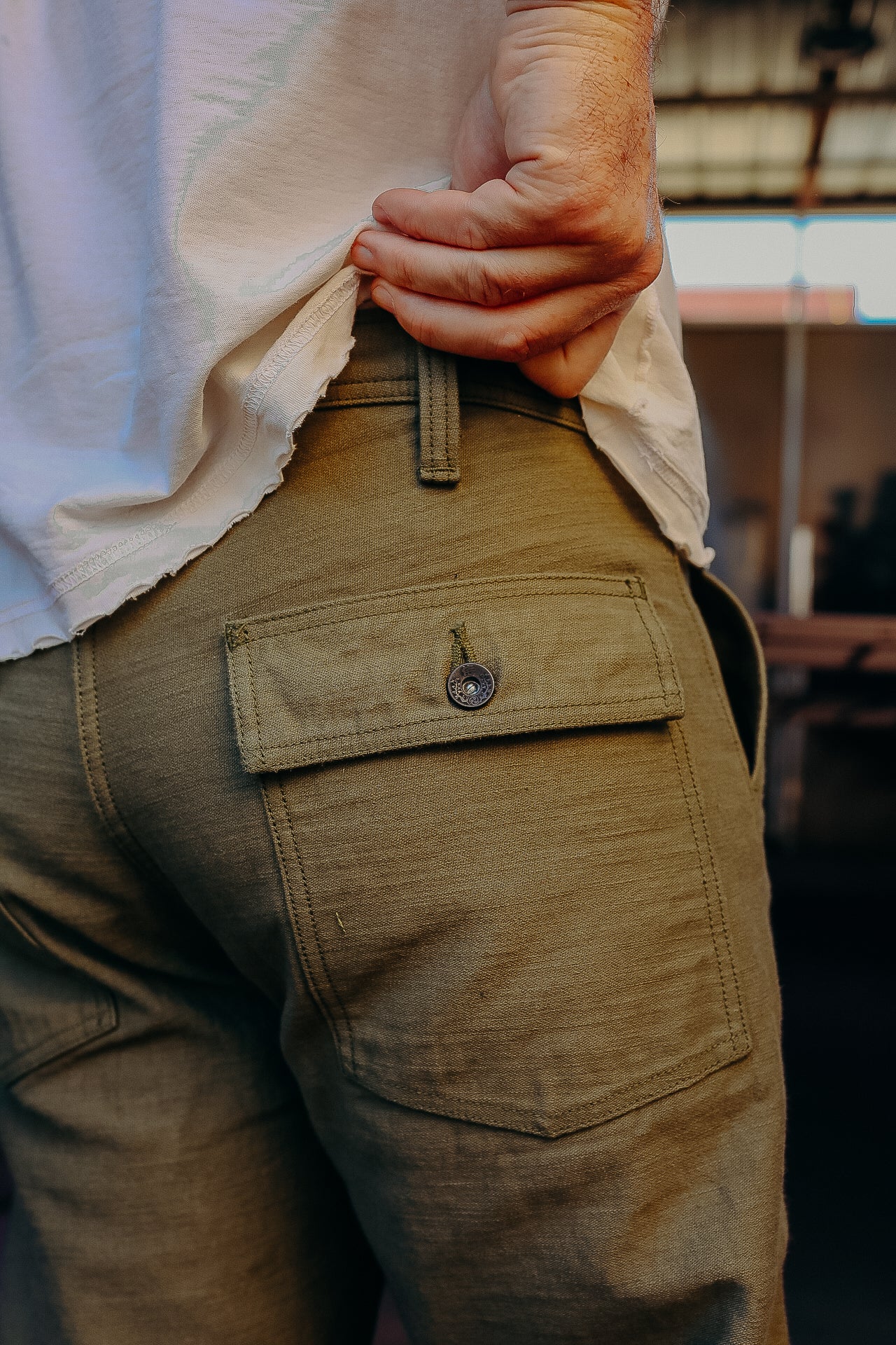 HEAVY BACK SATIN BAKER PANTS-OLIVE (SJ52BP) – Iron Shop HEAVY BACK SATIN BAKER PANTS-OLIVE (SJ52BP) – Iron Shop