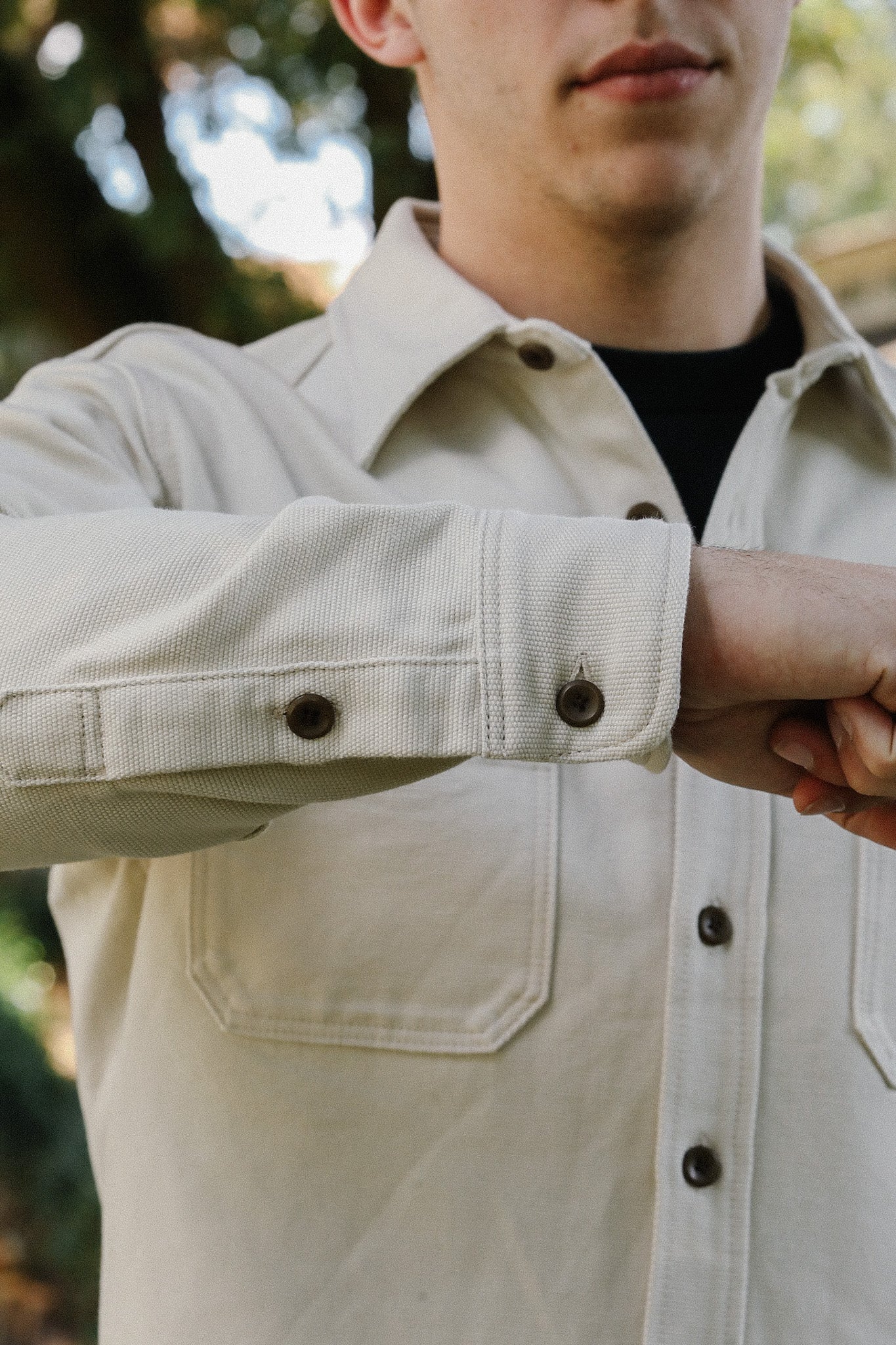 13oz Oxford Cloth Work Overshirt - Ivory IHSH-423-IVO