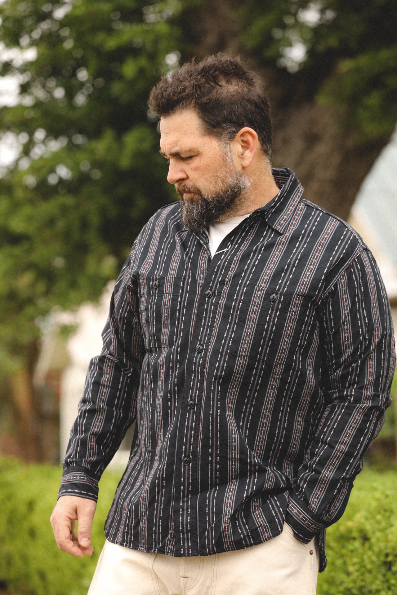 Native American Dobby Stripe Work- Black (SC29462) – Iron Shop