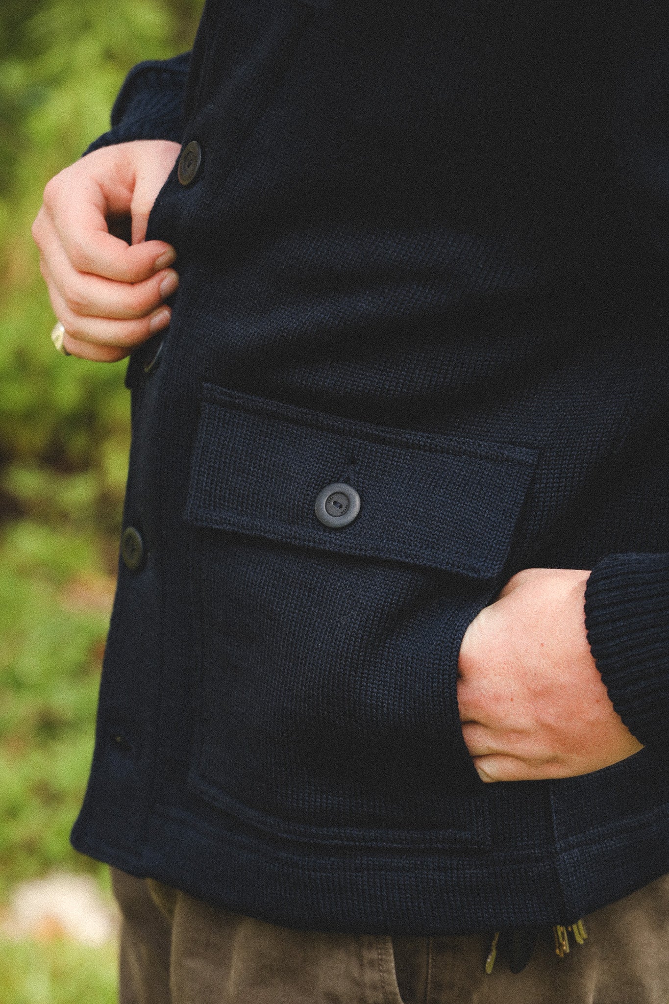 Dehen 1920 Submariner Sweater Coat- Dark Navy