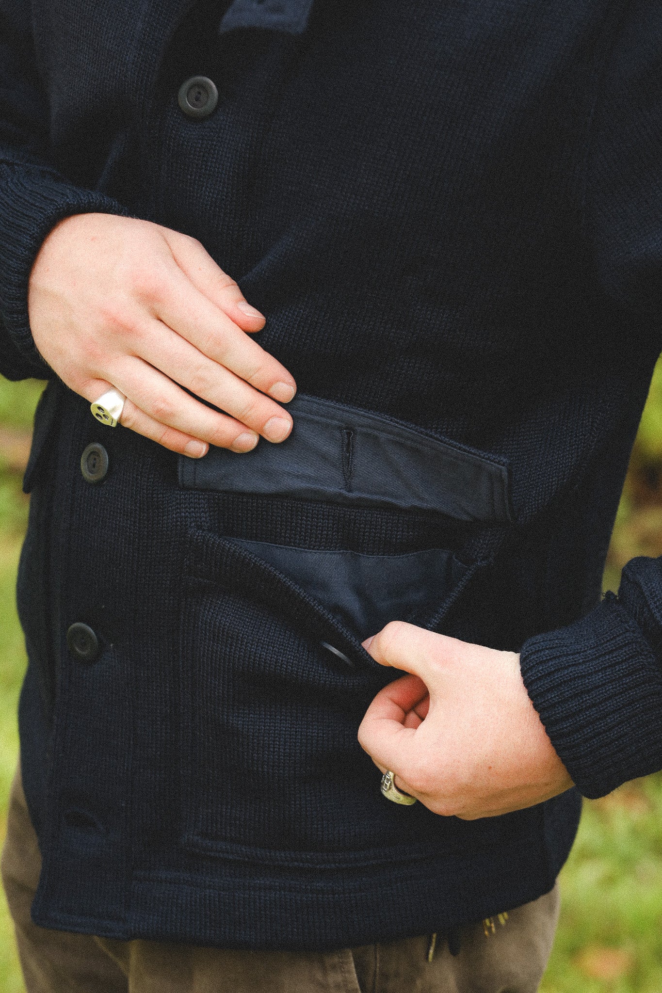 Dehen 1920 Submariner Sweater Coat- Dark Navy