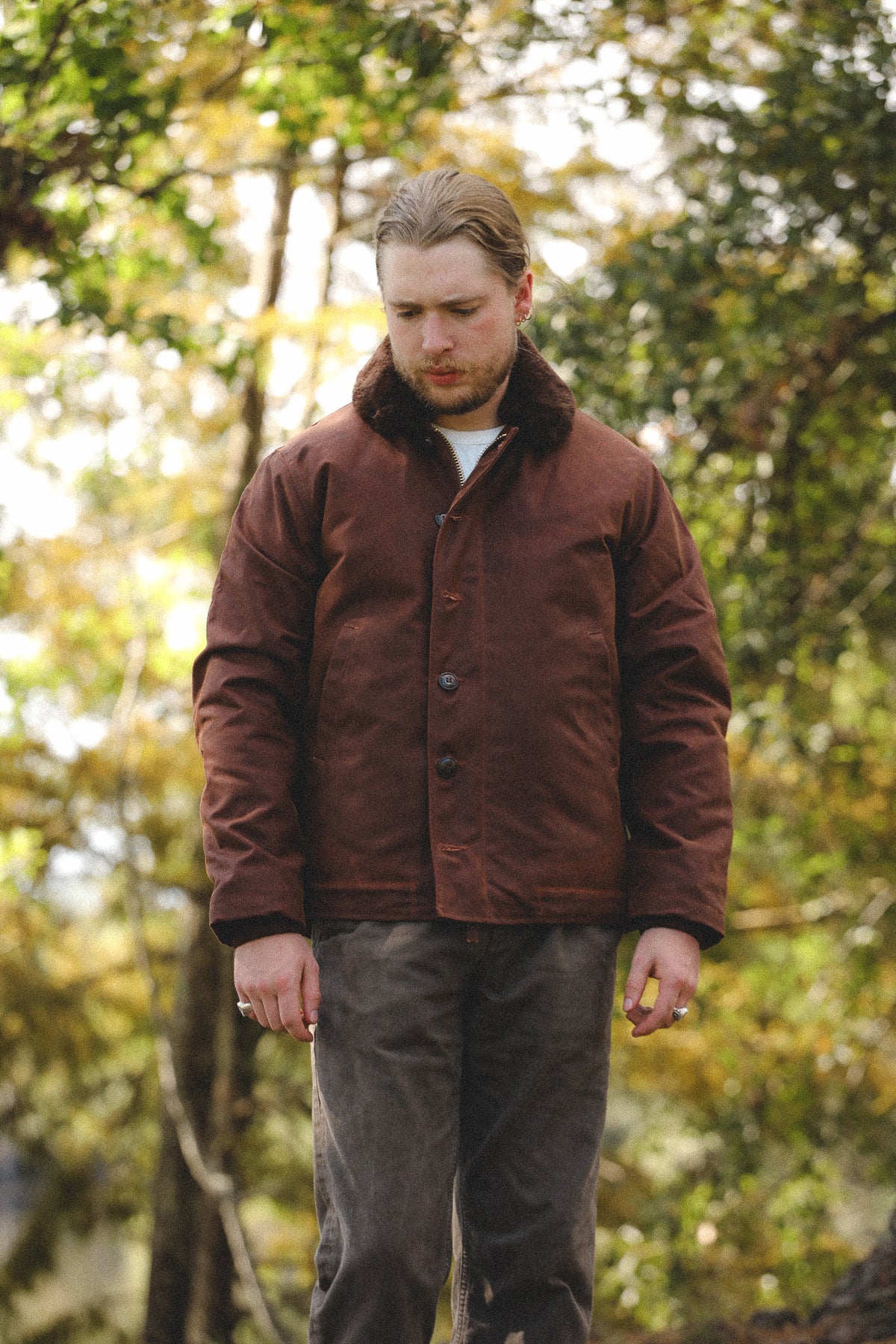 Dehen 1920 N-1 Deck Jacket Waxed Canvas- Fig / Brown