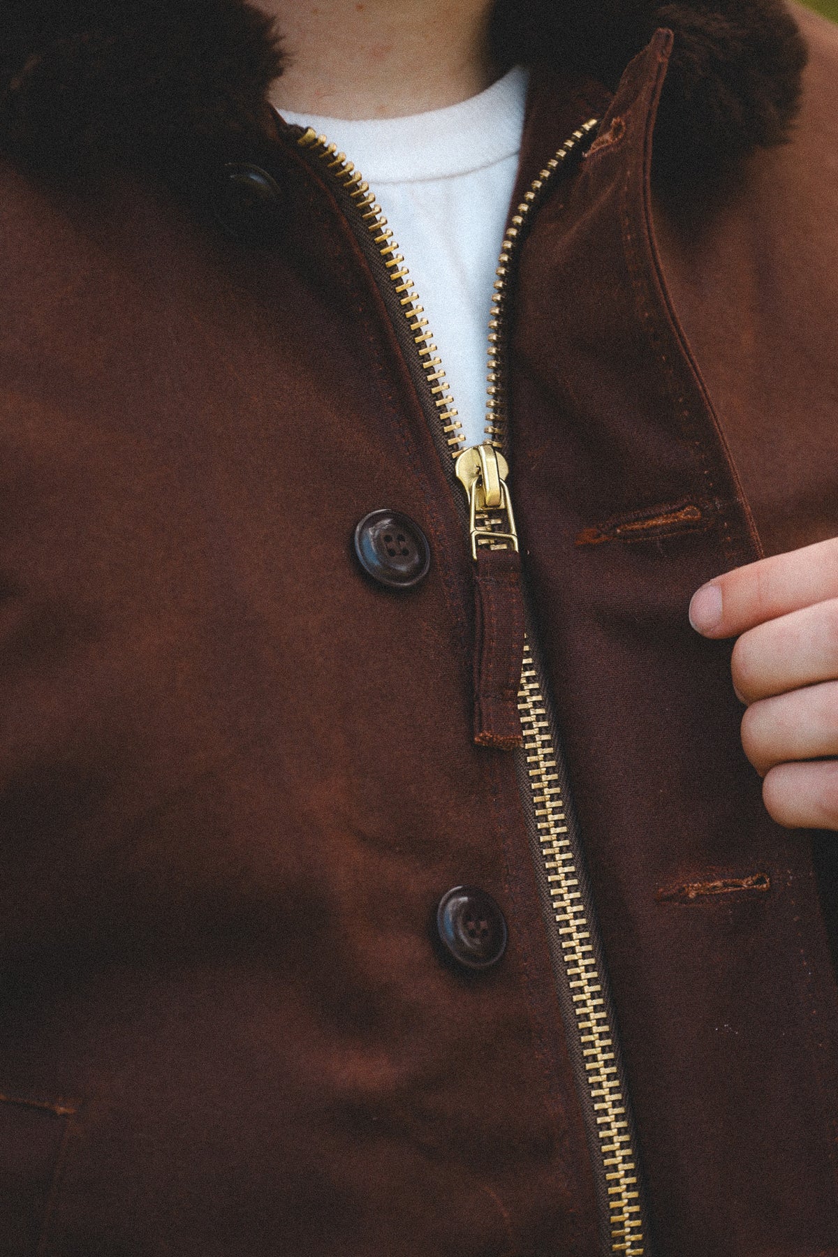 Dehen 1920 N-1 Deck Jacket Waxed Canvas- Fig / Brown