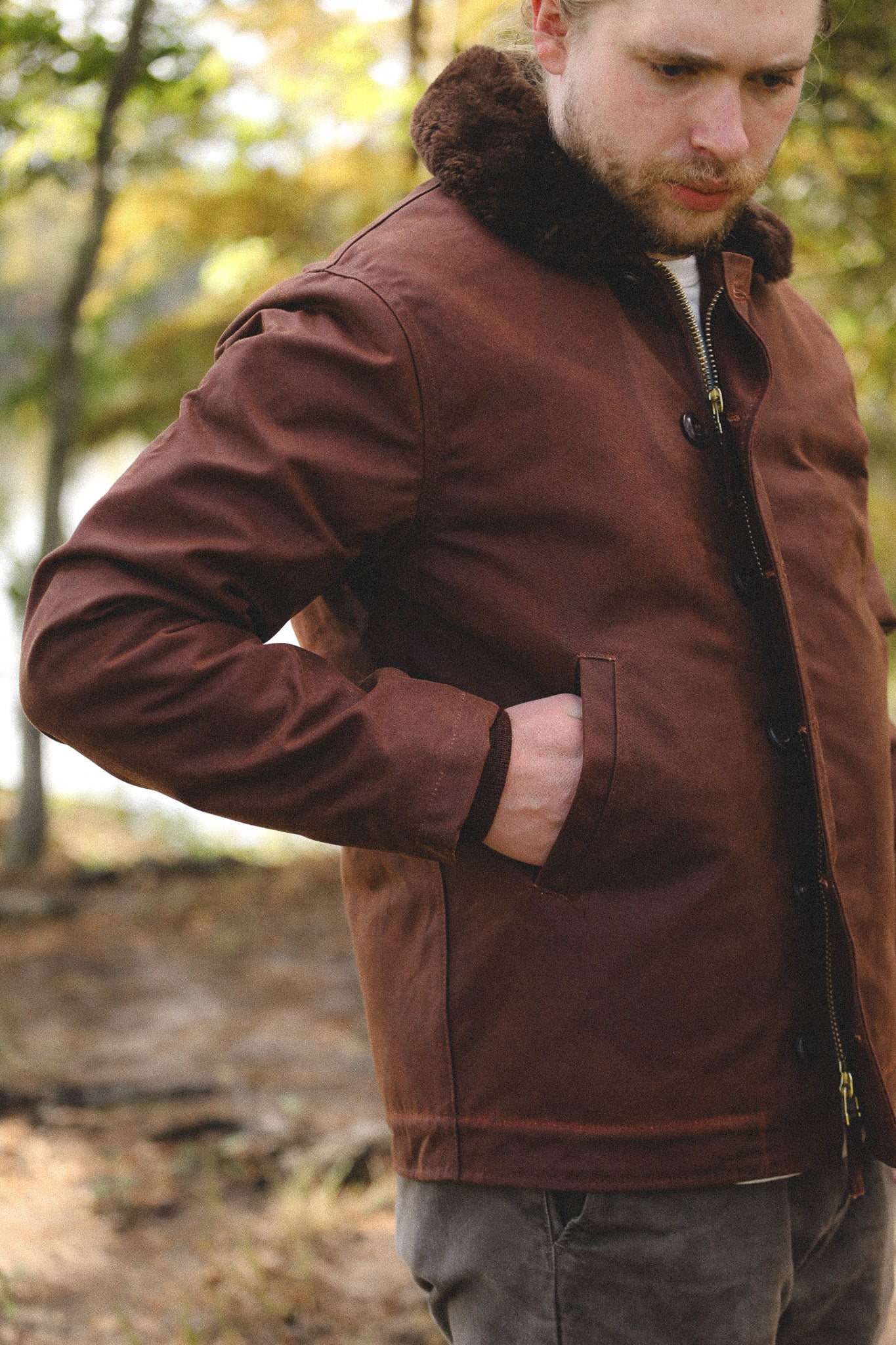 Dehen 1920 N-1 Deck Jacket Waxed Canvas- Fig / Brown